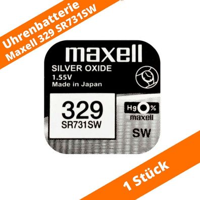 1 x Maxell 329 Uhren Batterie Knopfzelle SR731SW Batterie Knopfzelle 1,55 V
