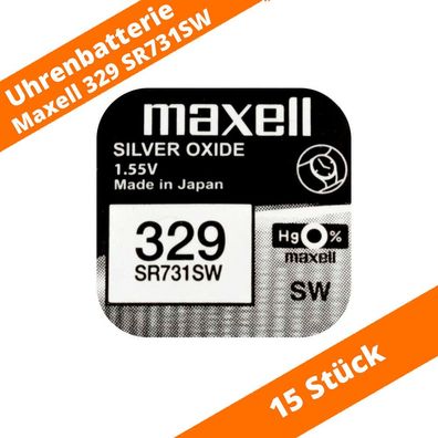 15x Maxell 329 Uhren Batterie Knopfzelle SR731SW Batterie Knopfzelle 1,55 V