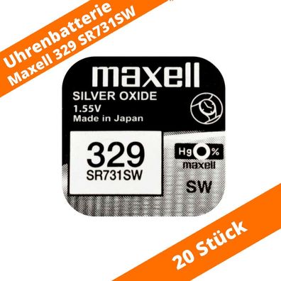 20x Maxell 329 Uhren Batterie Knopfzelle SR731SW Batterie Knopfzelle 1,55 V