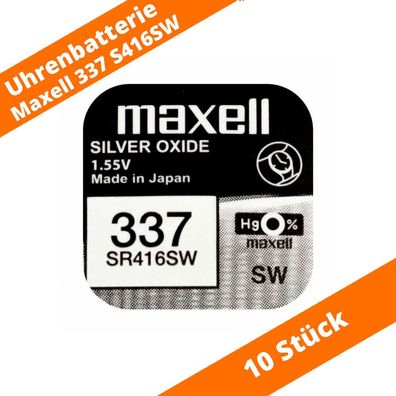 10 x Maxell 337 SR416SW 623 GP337 SB-A5 280-75 LR416 Silberoxid Batterie 1,55 V