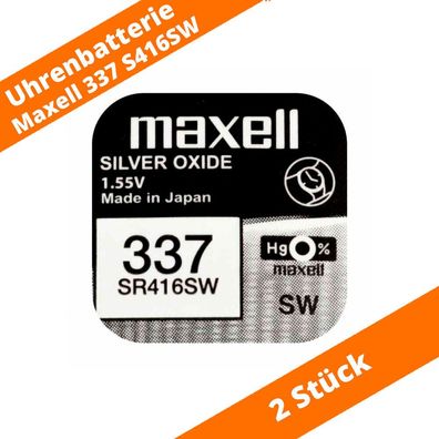 2 x Maxell 337 SR416SW 623 GP337 SB-A5 280-75 LR416 Silberoxid Batterie 1,55 V