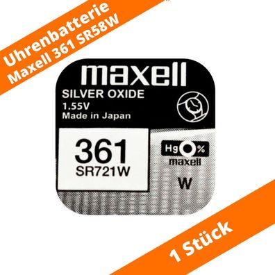 1 x Maxell 361 SR721W SR58 280-53 RW410 SB-BK/ EK X Uhren Batterie 1,55 V