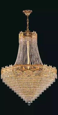 Luxus Deckenleuchter Kronleuchter Deckenlampe Lüster Gold Kristall 77x145