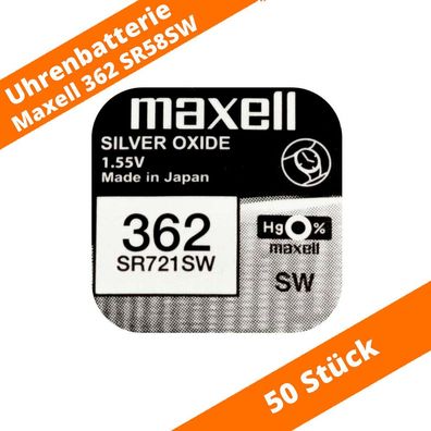 50 x Maxell 362 SR720 SR721SW RW310 280-29 AG11 SR58 D362 Uhren Batterie 1,55V