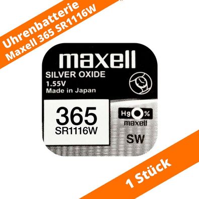 1 x Maxell 365 SR1116W 1,55 V Uhren Batterie Knopfzelle Batterie Knopfzelle NEU