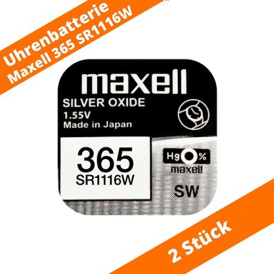 2 x Maxell 365 SR1116W 1,55 V Uhren Batterie Knopfzelle Batterie Knopfzelle NEU