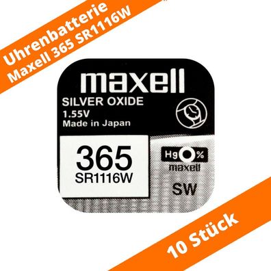 10 x Maxell 365 SR1116W 1,55 V Uhren Batterie Knopfzelle Batterie Knopfzelle NEU