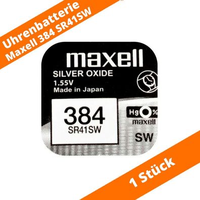 1 x Maxell 384 SR41SW 10L125 247 280-18 RW37 SB-A1/ D1 Uhren Batterie 1,55 V