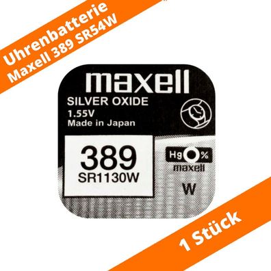 1 x Maxell 389 SR1130W SR54 AG10 280-15 SB-BU 10L122 RW49 Uhren Batterie 1,55V
