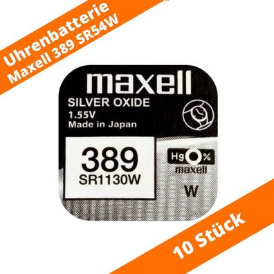 10 x Maxell 389 SR1130W SR54 AG10 280-15 SB-BU 10L122 RW49 Uhren Batterie 1,55V