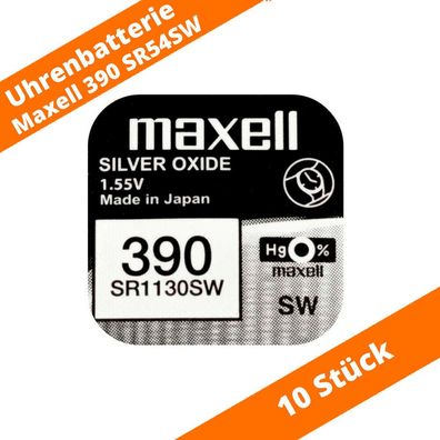 10 x Maxell 390 SR1130SW SR54 LR54 10L122 280-24 RW39 603 Uhren Batterie 1,55V