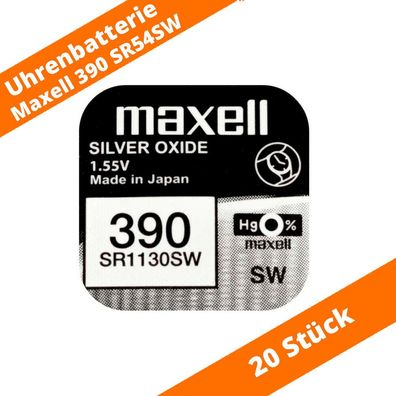 20 x Maxell 390 SR1130SW SR54 LR54 10L122 280-24 RW39 603 Uhren Batterie 1,55V