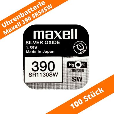 100 x Maxell 390 SR1130SW SR54 LR54 10L122 280-24 RW39 603 Uhren Batterie 1,55V