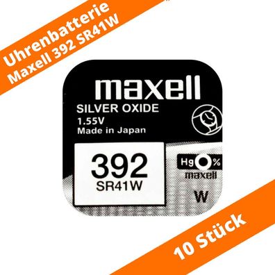 10 x Maxell 392 SR41W AG3 10L125 247B 280-13 RW47 SB-B1 Uhren Batterie 1,55 V