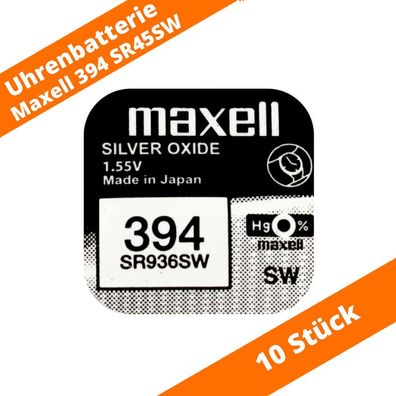 10 x Maxell 394 SR936SW AG9 10L126 RW33 10L126 610 280-48 Uhren Batterie 1,55V
