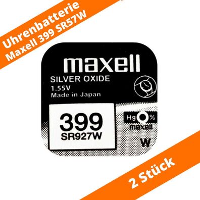 2 x Maxell 399 SR927 SW AG7 SR57 LR927 613 280-44 RW413 Uhren Batterie 1,55 V