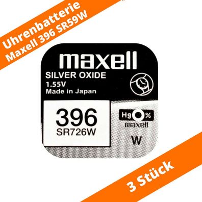 3 x Maxell 396 SR726W SR59 612 280-52 SB-BL RW411 10L102 Uhren Batterie 1,55 V