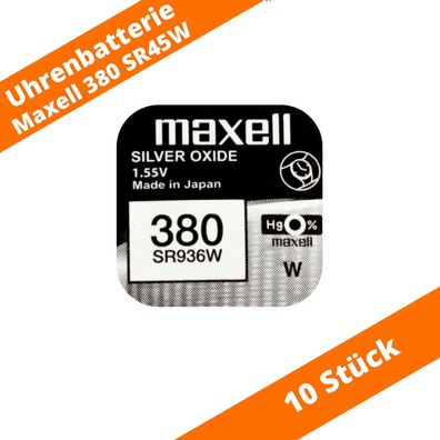 10 x Maxell 380 SR45 SR936W 1,55V Uhren-Batterie Knopfzelle Neu Silberoxid