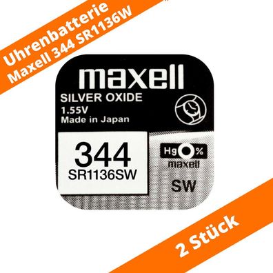 2 x Maxell 344 SR1136SW SR42 242 RW36 R344/12 Uhrenbatterie 1,55 V Knopfzelle