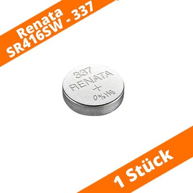 1 x Renata 337 1,55 V SR416SW 8mAh Knopfzelle Uhrenbatterien Silberoxid