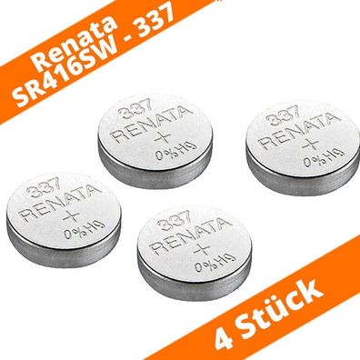 4 x Renata 337 1,55 V SR416SW 8mAh Knopfzelle Uhrenbatterien Silberoxid