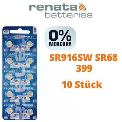 10 x Renata 399 AG7 SR927W SR57 LR92 Uhren Batterie Knopfzelle 1,55V Silberoxid