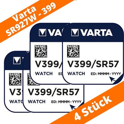 4 x V399 VARTA Uhren Batterie Knopfzelle SR57 SR927 AG7 Silberoxid Watch 1,55V