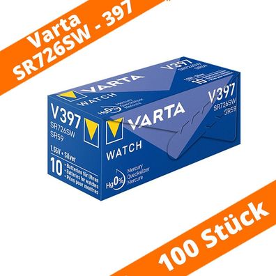 100 x Varta V397 Uhrenbatterie 1,55V SR726SW LR726 SR59 Silberoxid Knopfzelle