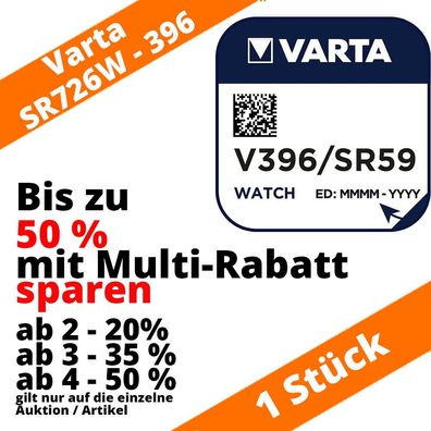 1 x Varta V396 SR726W SR59 AG2 1,55 V Knopfzelle Batterien bis zu 50% sparen