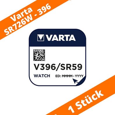 1 x Varta V396 SR726W SR59 AG2 1,55 V Silberoxid Uhrenknopfzelle Batterien