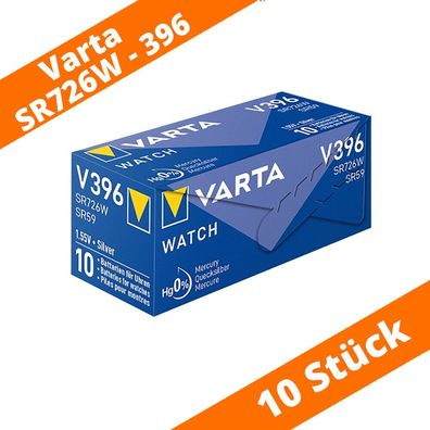 10 x Varta V396 SR726W SR59 AG2 1,55 V Silberoxid Uhrenknopfzelle Batterien