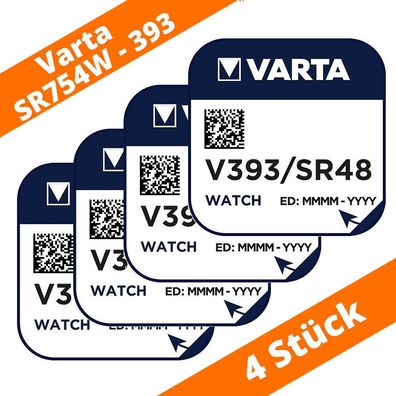 4 x Varta V393 Knopfzelle 1,55V SR754W SR48 Silberoxid Uhrenbatterie AG5 LR750