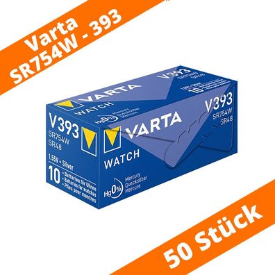 50 x Varta V393 Knopfzelle 1,55V SR754W SR48 Silberoxid Uhrenbatterie AG5 LR750