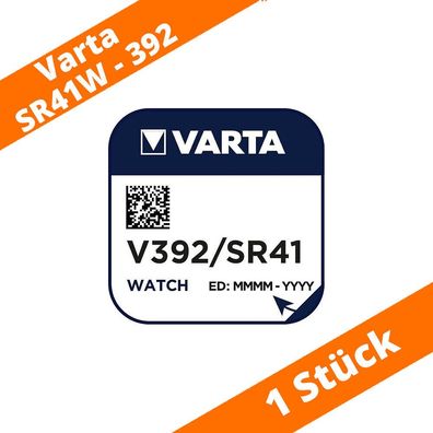 1 x Varta V392 Knopfzelle Uhrenbatterie 1,55 V SR41W AG3 LR41 L41 192 Silberoxid