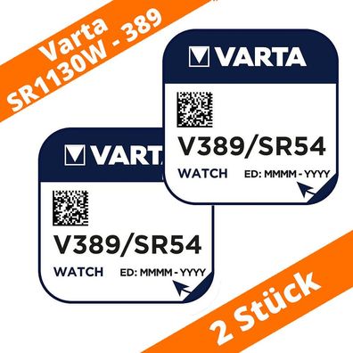 2 x Varta V389 Uhrenbatterie 1,55V SR1130W SR54 LR54 10GA Knopfzelle Silberoxid