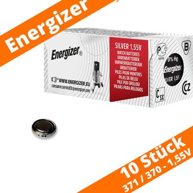 10 x Energizer 371 / 370 Knopfzellen Uhrenbatterie Silberoxid SR69 SR920 AG6