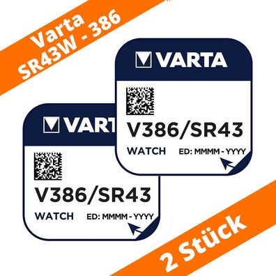 2 x Varta V386 Uhrenbatterien 1,55 V SR43SW SR43 SR1142W 186 12GA Silberoxid