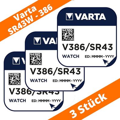 3 x Varta V386 Uhrenbatterien 1,55 V SR43SW SR43 SR1142W 186 12GA Silberoxid