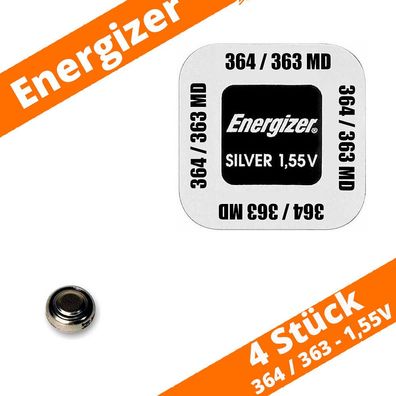 4 x 364 / 363 Energizer Uhrenbatterie Knopfzelle SR60 SR621 Silberoxid 1,55 V