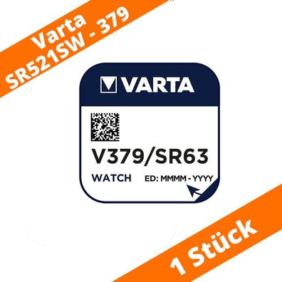 1 x VARTA V379 SR521SW Uhrenbatterie Knopfzelle SR63 AG0 1,55V Silberoxid NEU