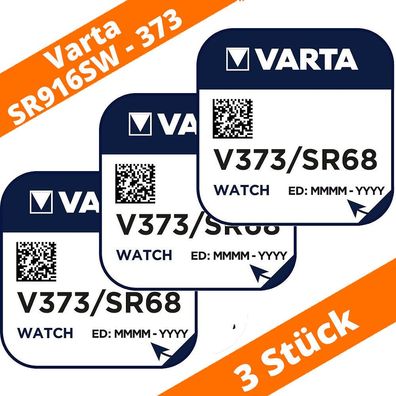 3 x V373 Uhrenbatterie Knopfzelle SR68 SR916SW 1,55V VARTA Neu Silberoxid