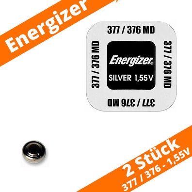 2 x Energizer 377 / 376 SR626 Uhren Batterie Knopfzelle SR66 1,55V Silberoxid
