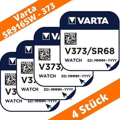 4 x V373 Uhrenbatterie Knopfzelle SR68 SR916SW 1,55V VARTA Neu Silberoxid