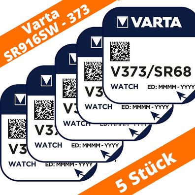 5 x V373 Uhrenbatterie Knopfzelle SR68 SR916SW 1,55V VARTA Neu Silberoxid