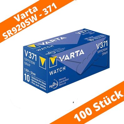 100 x VARTA V 371 Knopfzellen Uhrenbatterie Silberoxid V371 SR69 SR920SW AG6