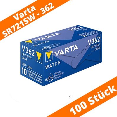 100 x Varta V362 Uhrenbatterie Knopfzelle SR58 SR721SW AG11 Silberoxid 1,55V