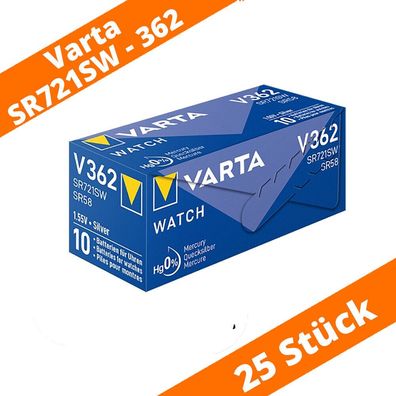 25 x Varta V362 Uhrenbatterie Knopfzelle SR58 SR721SW AG11 Silberoxid 1,55V