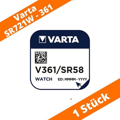 1 x Varta V361 SR721W Uhrenbatterie SR58 RW 410 22mAh Knopfzelle Silberoxid