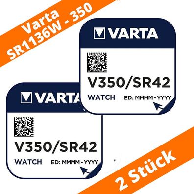 2 x Varta V350 SR42W Uhrenbatterie SR1136W Knopfzelle Silberoxid 1,55V NEU