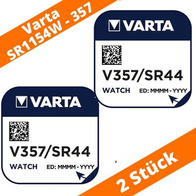 2 x Varta V357 SR44W Uhrenbatterie LR44 SR1154W AG13 Knopfzelle Silberoxid